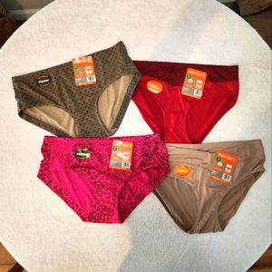 Women's Warner's Hipsters. Leopard Pink, Nude, Black, Red. Large / 7.